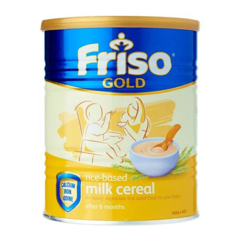Friso gold rice based milk cereal 300g tin 6 months to 36 months